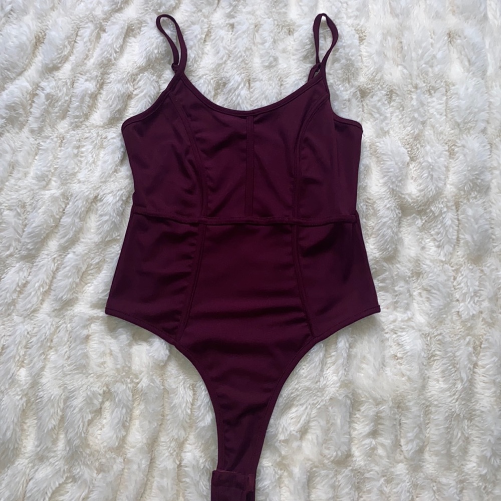 Maroon Thong Bodysuit
